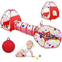 Kids Tent With Tunnel, Ball Pit Play House For Boys Girls, Babies And Toddlers Indoor& Outdoor Rt - Red