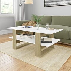 Coffee Table White And Sonoma Oak 43.3"x21.6"x16.5" Chipboard - Multicolour