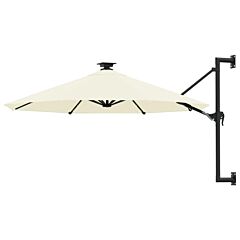 Wall-mounted Parasol With Leds And Metal Pole 118.1" Sand - Cream