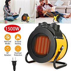 1500w Portable Electric Space Heater Personal Fan W/ Overheat Protection - Yellow