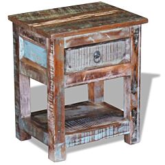 Side Table With 1 Drawer Solid Reclaimed Wood 17"x13"x20" - Brown
