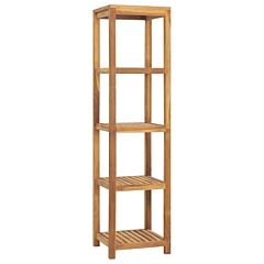 4-tier Bathroom Storage Rack Solid Wood Teak 16.5"x16.5"x65" - Brown