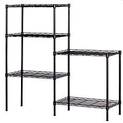 5-shelf Shelving Storage Metal Organizer Wire Rack With Adjustable Shelves Hooks - Black