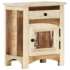 Bedside Cabinet 15.8"x11.8"x19.7" Solid Reclaimed Wood - Multicolour