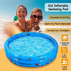 51x13in Inflatable Swimming Pool Blow Up Family Pool For 3 Kids Foldable Swim Ball Pool - Blue