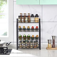 Black Four Tier Kitchen Seasoning Storage Rack Counter Organizer Spice Rack Shelf For Seasoning Jars,spice Jars Sauce Bottles Kjzwj018-4hei Yf - Black