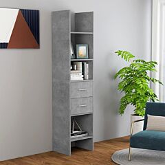 Book Cabinet Concrete Gray 15.7"x13.8"x70.9" Chipboard - Grey