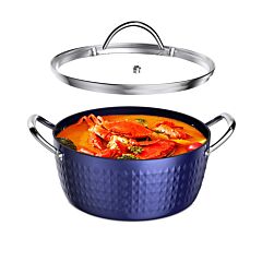 (do Not Sell On Amazon) Casserole Dish, Induction Saucepan With Lid, 24cm/ 2.2l Stock Pots Non Stick Saucepan, Aluminum Ceramic Coating Cooking Pot - Pfoa Free, Suitable For All Hobs Types Rt - Blue