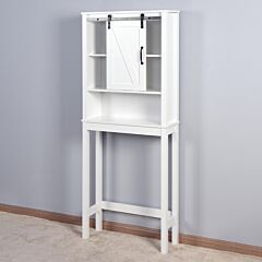 Over-the-toilet Storage Cabinet, Space-saving Bathroom Cabinet, With Adjustable Shelves And A Barn Door 27.16 X 9.06 X 67 Inch - White