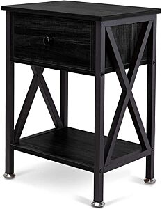 Multi-function Nightstands, Small Narrow End Table With Drawer, Black - Black
