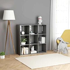 Book Cabinet High Gloss Gray 38.6"x11.8"x38.6" Chipboard - Grey