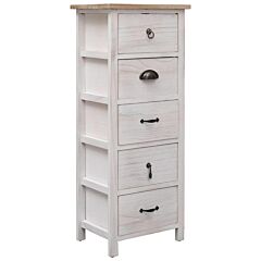 Side Cabinet 13.8"x9.8"x34.3" Paulownia Wood - White