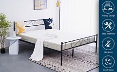 Full Bed Frames With Modern Headboard, Metal Bed-frame With Storage, No Box Spring Needed, Heavy Duty Steel Slat,easy Assembly (elegant Black) - As Pic