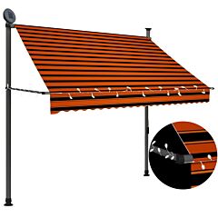 Manual Retractable Awning With Led 78.7" Orange And Brown - Orange