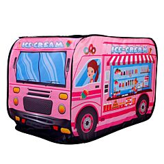 Kids Play Tent Foldable Pop Up Ice Cream Bus Tent Portable Children Baby Play House W/ Carry Bag For Indoor Outdoor Use - Pink