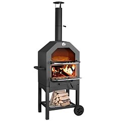 Backyard Outdoor Party Dinner Mobile Stainless Steel Pizza Oven - Black