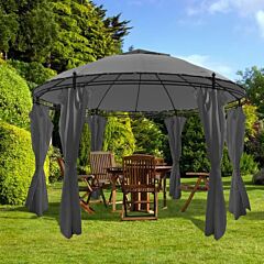 Gazebo With Curtains Round 137.8"x106.3" Anthracite (us Only) - Anthracite