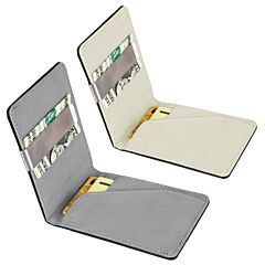 2pcs Unisex Pu Leather Wallet Rfid Blocking Slim Bifold Credit Card Holder With Money Clip - White+grey