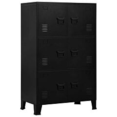 Filing Cabinet With 6 Doors Industrial Black 29.5"x15.7"x47.2" Steel - Black
