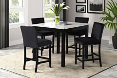 Counter Height Table With Four Counter Height Chairs,black - As Picture
