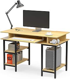 Mecor Study Writing Computer Desk 47" With Keyboard Tray/shelves Pc Laptop Table Study Work-station For Home Office--ys - As Picture