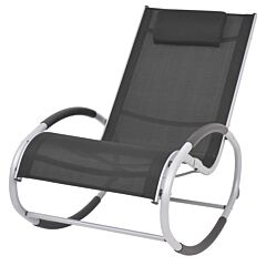 Outdoor Rocking Chair Black Textilene - Black