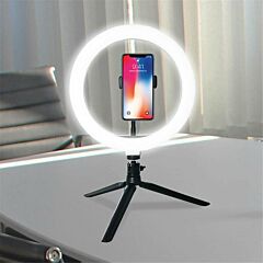 4in1 Dimmable Usb Led Ring Light Mirror Tripod Stand Phone Holder Fr Live Makeup - Black