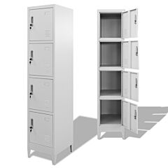 Locker Cabinet With 4 Compartments 15"x17.7"x70.9" - Grey