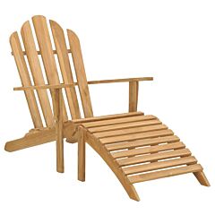 Adirondack Chair With Footrest Solid Teak Wood - Brown