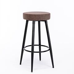 A&a Furniture,metal Bar Stools, Round Kitchen Counter Stools, Industrial Round Barstool, Bar Chairs, 28 Inch For Counter Pub Height Set Of 2 (brown) - Brown