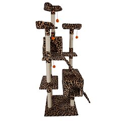 M9 72" Stable Cute Sisal Cat Climb Holder Cat Tower Leopard Print - As Pic