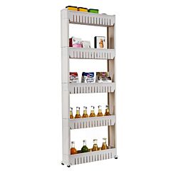 Laundry Room Organizer, Mobile Shelving Unit Organizer With 5 Large Storage Baskets, Gap Storage Slim Slide Out Pantry Storage Rack For Narrow Spaces Rt - Gray