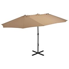 Outdoor Parasol With Aluminum Pole 181.1"x106.3" Taupe - Brown