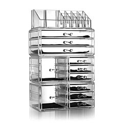 4p/set Shelfs Plastic Cosmetics Storage Rack Makeup Organizer Transparent Holder - Transparent