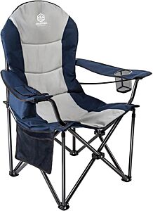 Patio Garden Chair Outdoor Camping Chair Foldable Padded Armchairs,blue+grey - Blue+grey