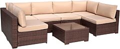 Seven-piece Set Of Outdoor Tables And Chairs - Brown