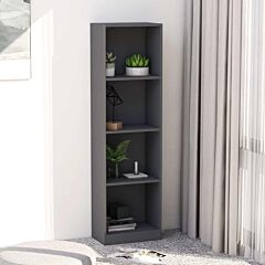 4-tier Book Cabinet Gray 15.7"x9.4"x55.9" Chipboard - Grey