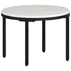 Coffee Table White And Black Ø19.7" Real Solid Marble - White
