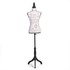 Female Mannequin Body Torso With Velour-like Fabric Surface And Tripod Stand For Clothing Display - Beige