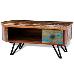 Coffee Table With Iron Pin Legs Solid Reclaimed Wood - Brown