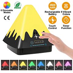 Touch Control Night Light 8-color Change 6 Level Dimmable Light Brightness Table Lamp Portable Timer Lamp - Black & White
