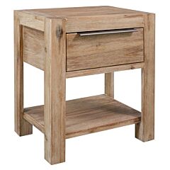 Nightstand With Drawer 15.7"x11.8"x18.9" Solid Acacia Wood - Brown