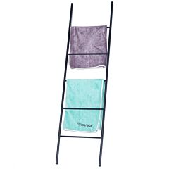 Metal Free Standing Bath Towel Blanket Ladder Storage Organization, Rack For Bathroom, Bedroom, Laundry Room - Matte Black Rt - Black