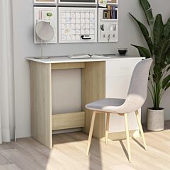 Desk White And Sonoma Oak 39.4"x19.7"x29.9" Chipboard - Beige