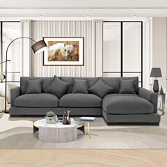 Soft And Comfortable Sectional Sofa Right Hand Facing Dark Grey Fabric - Dark Grey