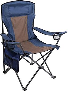 Outdoor Padded Folding Camping Chair Lawn Chair With Cup Holder,black+grey - Blue+brown