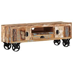 Tv Cabinet With Wheels 43.3"x11.8"x14.6" Solid Reclaimed Wood - Brown