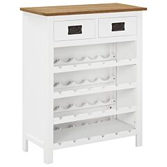 Wine Cabinet 28.3"x12.6"x35.4" Solid Oak Wood - White