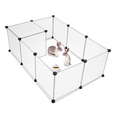 Pet Playpen, Portable Large Plastic Yard Fence Small Animals, Puppy Kennel Crate Fence Tent Rt - White