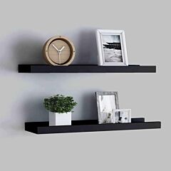 Picture Frame Ledge Shelves 2 Pcs Black 23.6"x3.5"x1.2" Mdf - Black